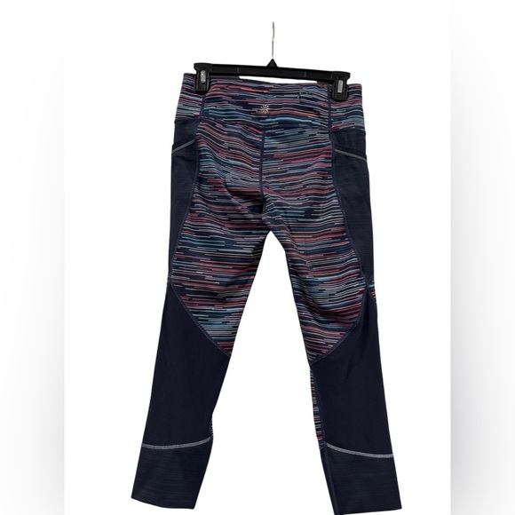 Athleta Navy Blue Multicolored Jigsaw Relay 2.0 Cropped Leggings - size small - Picture 2 of 7